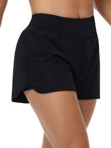 High Waisted Athletic Shorts For Women 2 In 1 Flowy Running Shorts With Pockets Liner For Gym Workout Track Tennis Golf Shorts - 黑色 - 查看 5