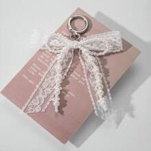 1pc Lace Bow & Pearl Keychain Wallet Pendant Y2K Pearl Decor Bag Charm Shoe Accessory Bowknot Decoration Car Accessories For Women Keychain For Bag