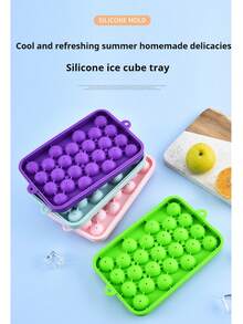 1 Piece 25-Cell Silicone Ice Cube Tray, Small Ice Ball Mold, Whisky Ice Cube Tray, With Lid Fruit Ice Cube Mold, Grape-Shaped Handmade Soap Mold, Household Ice Cube Maker, Suitable For Home Use In Summer, Juice Ice Cube Tray, Refrigerator Ice Cube Tray, Freezing, Party, Travel, Wedding, Birthday, Kitchen, Storage, Outdoor, Halloween, Christmas, Thanksgiving Supplies, Ice Cube Tray, Ice Maker, Kitchen Accessory