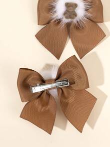 2 Stücke Bären Haarspangen aus Polyester Gros de Tours Schleifenband, Haarstyling-Clip, süße Bären Haarspangen für Kleinkind Mädchen Kinder Accessoires - Verschiedenfarbig - Übersicht 9