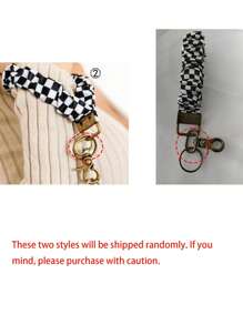 女士腕带钥匙扣，发圈手链钥匙圈，带夹子，弹性腕带，可挂车钥匙，格子、雏菊、条纹图案。女士礼物，钥匙扣腕带，女士礼物