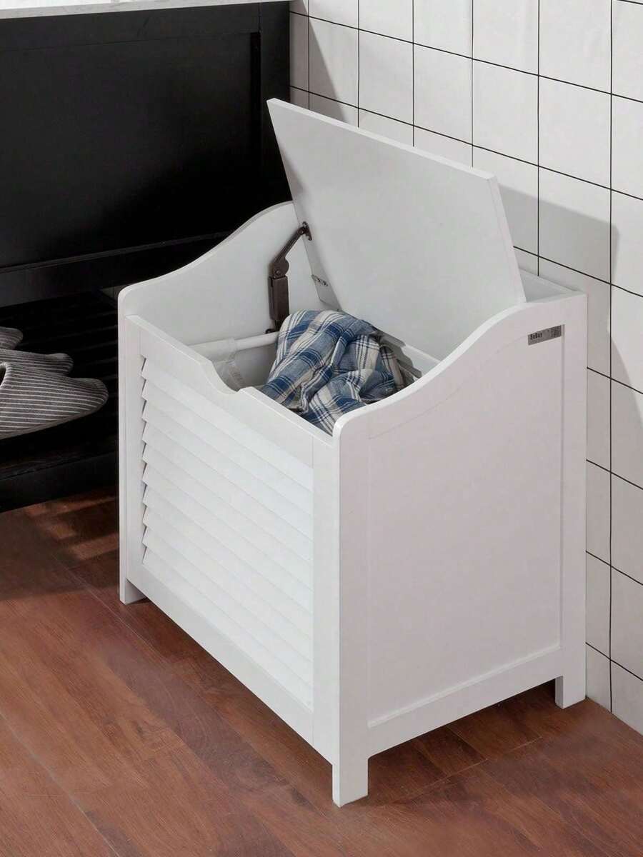 SoBuy FSR40-W Vit badrumsförvaringsskåp, låda, tvättkorg, tvättkorg, leksakslåda