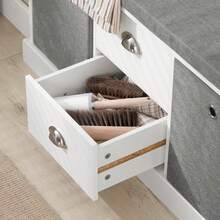 SoBuy FSR66-HG, 2 Baskets 2 Drawers Hallway Bedroom Storage Bench, Shoe Bench Shoe Rack Shoe Cabinet With Seat Cushion