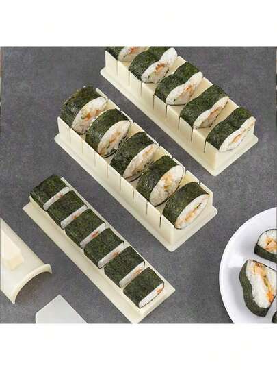 1/2/3pcs Sushi Mold Set Heart/Round/Square 3 Shapes DIY Tools Sushi Roll Mold Japanese Sushi Roller Rice Ball Mold Bento Accessories Non-Stick Popular Kitchen Tools