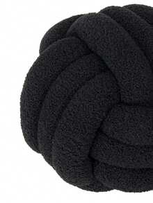 1pc Solid Color Versatile Three-Strand Hand-Woven Ball, Decorative Pillow, Sofa Coffee Table Decor, Bedroom Bedside Decorative Pillow, Black - Black - View 4
