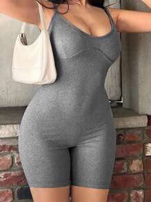Shapewear Jumpsuits For Women Bodycon Spaghetti Strap Shorts Romper Workout Tummy Control Bodysuit