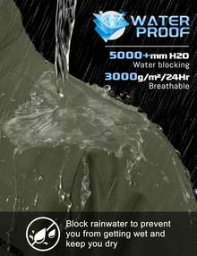 Men's Hooded Raincoat Waterproof Outdoor Hiking Jacket Casual Work Coat Outerwear - 軍綠色 - 查看 3