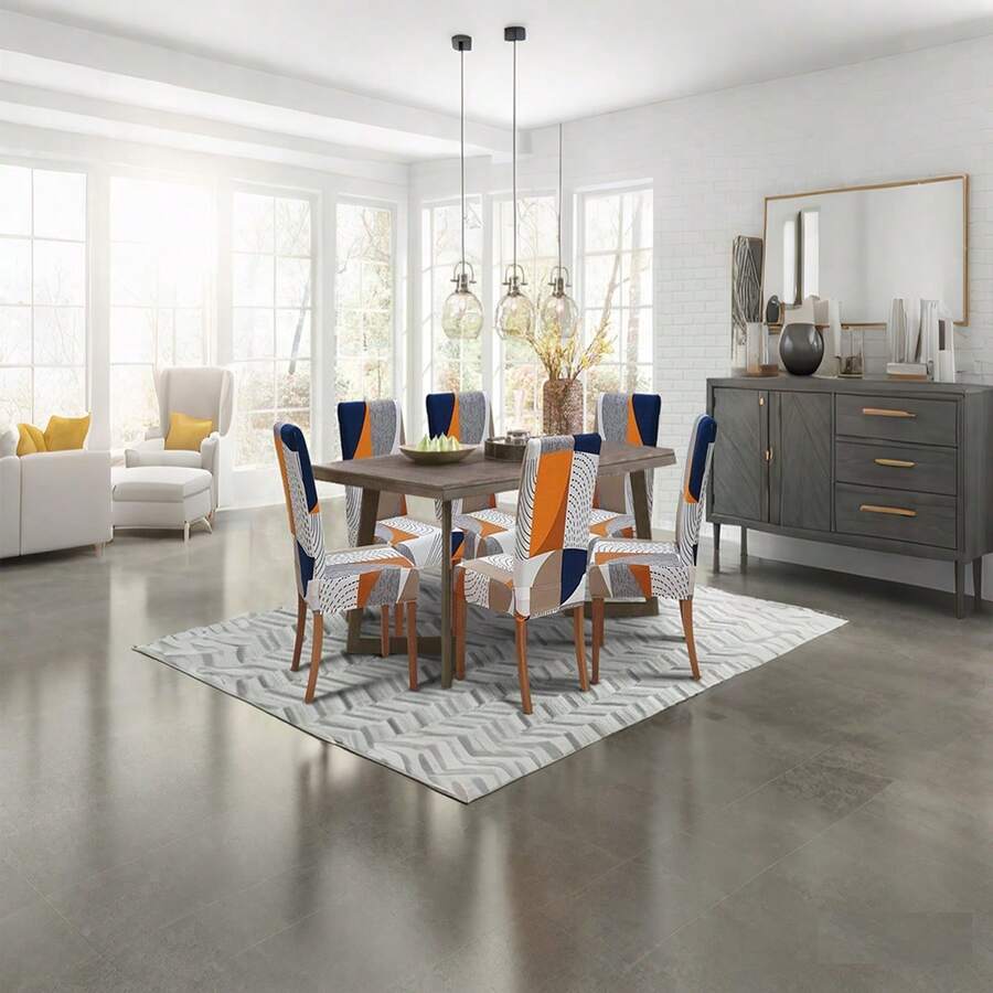 Geometrisches Muster bedruckte Stuhlbezüge für Esszimmer, Stretch Spandex Husse für Parsons Stühle, waschbare Anti-Staub Sitzbezüge für Küche, Hochzeit, Party