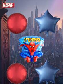 Marvel 5件漫威官方授权蜘蛛侠系列气球套装酷人物圆圈图案星星气球生日派对气球花束装饰品卡通主题拍照背景场景布置室内装饰用品万圣节圣诞节礼物 - 彩色 - 查看 8