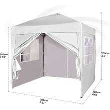 MCC Direct Pop-Up Gazebo 2m X 2m With Sides Silver Protective Layer Waterproof Marquee Canopy WS - White - View 7