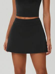 MASKERT Tennis Skirt "Women's Sports Half Skirt Tennis Golf Skirt Outdoor Sports Half Skirt Anti Glare Sportswear Comfortable And Skin Friendly - 黑色 - 查看 2