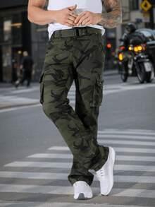 Herren Camouflage Cargo Hose, Outdoor Sport Funktional, 2025 Neue Mode Streetwear, Gratis Gürtel, Lässig Outdoor Lässig, Militärstil, Mehrtaschig, Hochwertig