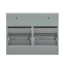SoBuy Shoe Cabinet With 4 Flaps, Shoe Rack, Shoe Tipper With 8 Storage Compartments, Shoe Chest, Shoe Storage, White, BHT Approx. 105x82x24cm, FSR79-W - 灰色 - 查看 3