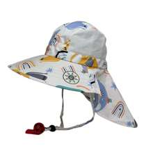 Kids Bucket Hat Children's Sun Protection Beach Visor Hat With Large Brim 3 To 8 Years Old UV50+ Sun Protection - 白色 - 查看 1