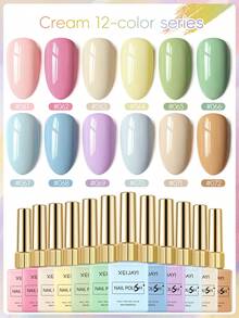 XEIJAYI 马卡龙凝胶指甲油套装，12色高光泽，持久UV/LED可卸凝胶，无酒精配方，充满活力的紫色系，适合春夏美甲 - 彩色 - 查看 2