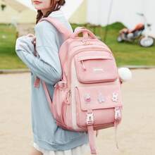 1pc Girls' Pink School Backpack - Cute Bookbag For Middle & Elementary Students, Spacious Daypack With Padded Straps - Pink - View 6