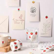 500 Peças/Rolo Adesivos de Recompensa Fofinhos de Morango Scrapbooking, Adesivos de Envelope de Frutas para Festa de Aniversário, Lembrancinhas, Produtos de Panificação