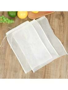 3个尼龙坚果奶过滤袋，30 x 40厘米细网纱布，可重复使用食品过滤器，适用于火鸡、罐头食品、奶酪制作、过滤、果汁、咖啡、酸奶、茶 - 白色 - 彩色 - 查看 7