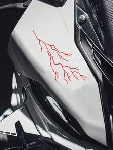1pc Lightning Crack Waterproof Car/Motorcycle Sticker | Black/White/Red/Gradient (4 Colors) | High Quality Windshield/Body Sticker | Ultra Cool | Ideal Choice For Car Enthusiasts - Multicolor - View 2