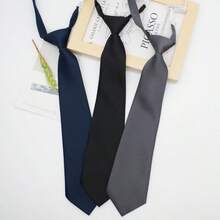 1pc JK Tie, Korean/Japanese Style School Uniform Tie, Black/Dark Grey/Navy, Clip-On Short Tie, (Color Random) For Dress For Christmas Decor,Festival,Travel - Black - View 5
