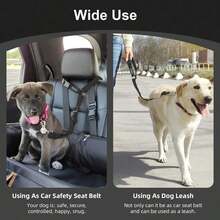 1 Pack Car Dog Seat Belt, Car Headrest Adjustable Nylon Fabric, Dog Seat Belt Car Seat Belt - Black