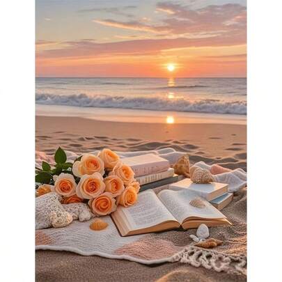 1pc [30*40cm/11.8*15.7in]5D Acrylic Diamond Painting Kit, Romantic Beach Pattern, Suitable For Adult Beginners DIY Mosaic Diamond Art, Full Drill Handmade DIY Diamond Painting, Suitable For Living Room, Bedroom, Office Wall Decor, Surprise Gift For Family And Friends, Frameless