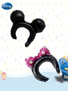 Disney 2pcs Officially Licensed Mickey Minnie Hairband Shape Balloon Cosplay Dress Up Cartoon Character Birthday Party Supplies Graduation Dinner Theme Banquet Decoration Photo Supplies Christmas Halloween Gifts - Black - View 6