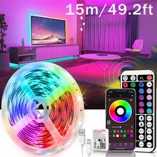 Tiras de luces LED de 4,8 a 30,5 m para decoración de dormitorios. Luces LED que cambian de color con control remoto de 44 teclas y aplicación. Sincronización de música, ajuste de tiempo y brillo ajustable. Luz nocturna para decoración del hogar, sala de estar, sala de juegos, cocina, retroiluminación de TV, decoración de Navidad y Halloween, regalos navideños. - Multicolor - Ver 13