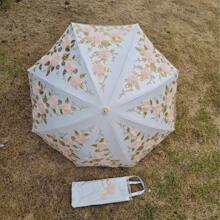 1pc Vintage Lace Floral Parasol, Sun Shade Princess Umbrella, Wedding Bridal Shower Gift Umbrella, Multiple Color Options For Ladies (Note: Fabric, Rib Color, English Letter Pattern, Button Shape And Rib Color May Be Randomly Matched Due To Batch Difference, We Apologize For Any Inconvenience)