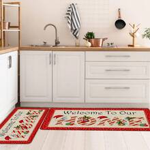 1pc Christmas Welcome Doormat - Made Of Polyester, Machine Washable, Non-Slip Backing, Holiday Printed, Rectangular Entrance Mat, Suitable For Home Decor, Kitchen, Living Room, Porch, Balcony, Home Decoration, Stain Resistant, Coffee Shop, Bar, Holiday, Party, Holiday Gift, Bedroom Mat, Bath Mat, Room Decor, Kitchen Decor