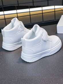 1 双高帮舒适平底休闲运动鞋，适合婴幼儿，适合四季日常户外穿着 - 白色 - 查看 6