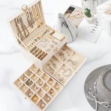 Sour Lemon Jewelry Box 3 Levels, Large-Capacity Jewelry Storage Box, Jewelry Box With 2 Drawers, Suitable For Rings, Necklaces, Watches, Earrings, Bracelets, Watch Jewelry Storage Display Box, Lockable, Gift Idea - 白色 - 查看 8