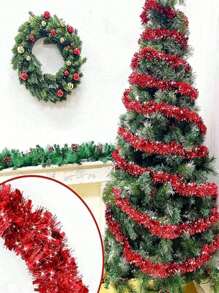 1pc Christmas Metal Wire Wreath - Red Christmas Tree Decor Wreath, Suitable For Holiday Hanging Decoration, Party Background, Birthday And Wedding, Christmas Home Decor Fireplace Staircase Corridor Decoration, Suitable For Indoor And Outdoor Use, Christmas Themed Party Decor (Lights Not Included)