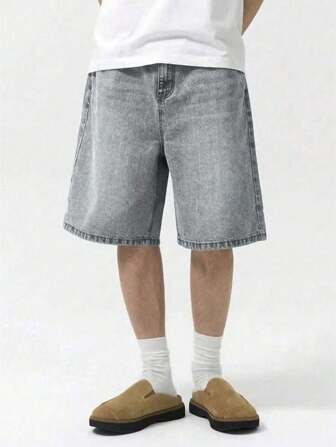 Teen Boy's Casual Vintage Loose Washed Denim Shorts, Summer