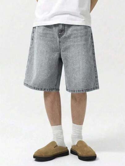 Teen Boy's Casual Vintage Loose Washed Denim Shorts, Summer
