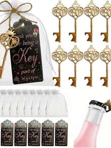 24 pezzi Apribottiglie a forma di chiave, regali per feste di compleanno di 15, 18, 21, 30, 40, 50, 60, 70, 80, 90, 65, 75, 85 anni, regali apribottiglie per birra, regali commemorativi per anniversari, decorazioni per feste, forniture per feste di Ognissanti e Natale - Multicolore - Visualizzare 8