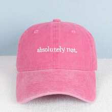 Absolutely Not Embroidered Baseball Cap - Vintage Washed Cotton Slogan Hat Adjustable For Men & Women (Streetwear & Attitude) - 玫瑰紅 - 查看 2