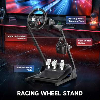 Lislark 1pc Foldable Racing Steering Wheel Stand, Height Adjustable Gaming Wheel Stand With Gear Shift Holder, Simulator Cockpit Compatible With G920 G27 G25 G29