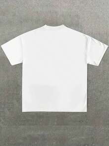 Vintage Newspaper Graphic Print Tee Casual Soft Short Sleeve Pure Cotton 220gsm T-Shirt - 白色 - 查看 2