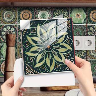 OUTANA 10/20 st. avtagbara PVC-geometriska bohemiska självhäftande tapeter för heminredning, vattentäta, smutsavvisande, lättrengjorda vinylväggklistermärken för vardagsrum, sovrum, kök, badrum, kontorsdekoration. Lämplig för möbelaccenter, köksplattor, TV-bakgrunder och för att förbättra utseendet på vinylgolv.