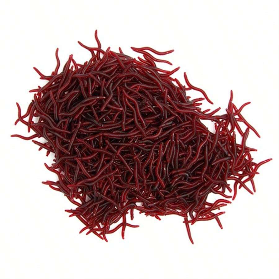 50/100pcs Soft Red Worm Lure 3.5cm Lifelike Artificial Earthworm Bait Fishy Smell Bass Lure Fishing Tackle