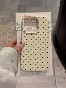 1pc White Polka Dot Pattern Full Coverage TPU Shockproof Phone Case, Compatible With Apple 16, 15, 14, 13, 12, 11 Pro Max, And Series