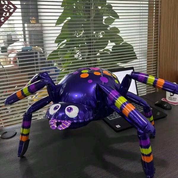 1/2pcs Halloween 3D Spider Foil Balloons, Purple & Black Spider Aluminum Foil Balloons, Halloween Party Decorations Fall Decor Autumn Decor