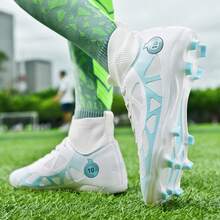 Men's Soccer Shoees Men's Soccer Boots Big Boys High Top Spikes Youth Professional Training Lawn Indoor Outdoor Sneakers - White - View 5