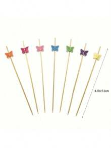 10/20/50/100/300 شوكة خشبية من البامبو على شكل فراشة، عيدان خشبية للطعام والفواكه والمقبلات، أدوات طاولة حفلات يمكن التخلص منها، مناسبة لحفلات عيد الميلاد والزفاف، هدية رائعة للنساء