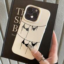 1 件 TPU 材质黑色比基尼插画图案手机壳，适用于 // 手机 - 白色 - 查看 1