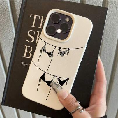 1 件 TPU 材质黑色比基尼插画图案手机壳，适用于 // 手机