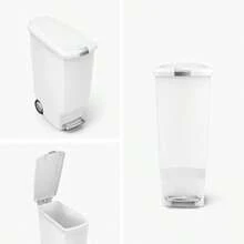 40 Liter 10.6 Gallon Slim Kitchen Step Trash Can With Secure Slide Lock White Plastic - White - View 5