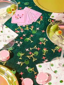 100个/包金色闪光马提尼酒杯、绿色闪光橄榄、彩色纸屑、粉色星星糖屑装饰，适合“略微成熟”的马提尼主题生日派对、鸡尾酒会、单身派对、毕业派对、返校派对。 - 彩色 - 查看 2