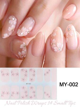 Pegatinas de esmalte de uñas con envoltura completa, set de 1 hoja, envoltorios de arte de uñas de verano autoadhesivos, pegatinas de esmalte de uñas impermeables y de larga duración, tiras de gel de uñas de moda DIY